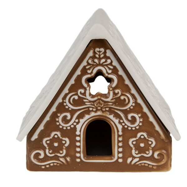 Portacandele natale casette bianco 8x8x8cm Clayre