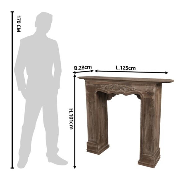 Caminetto 125x28x101 cm Marrone Legno Rettangolo Mensola del camino Clayre - immagine 6