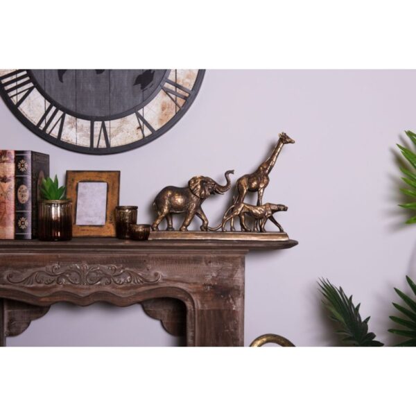 Caminetto 125x28x101 cm Marrone Legno Rettangolo Mensola del camino Clayre - immagine 2