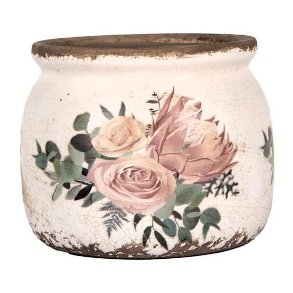 Fioriera Ø 12x10 cm Beige Ceramica Fiori Clayre