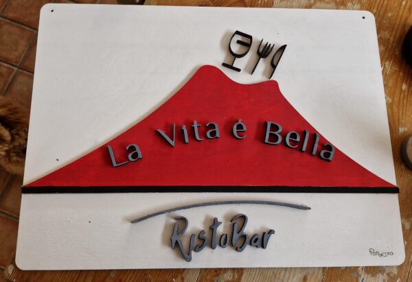 Logo legno inciso laser ristorante 40x30cm Pattycrea