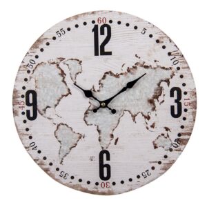 Orologio da parete D.34 cm crema mappamondo rotondo Clayre e Eef