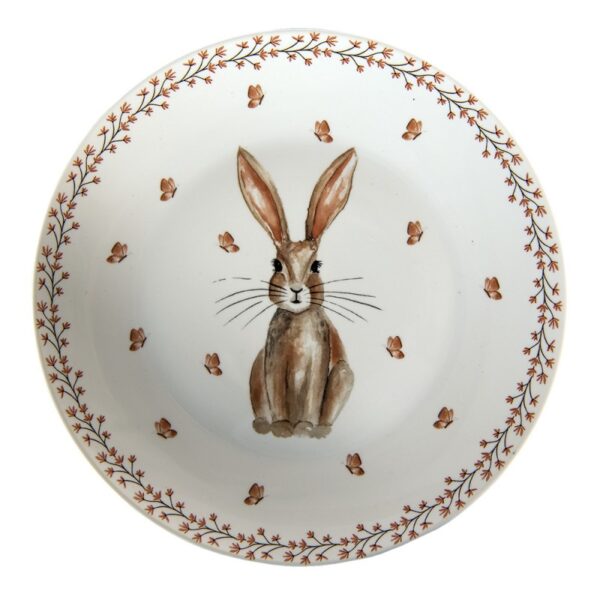 Piatto per la colazione Ø 20 cm Beige Marrone Porcellana Coniglio Rotondo Clayre e Eef