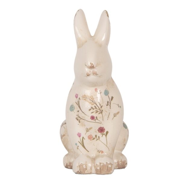 Statuetta decorativa Coniglio 16x12x28 cm Beige Ceramica Fiori Clayre & Eef