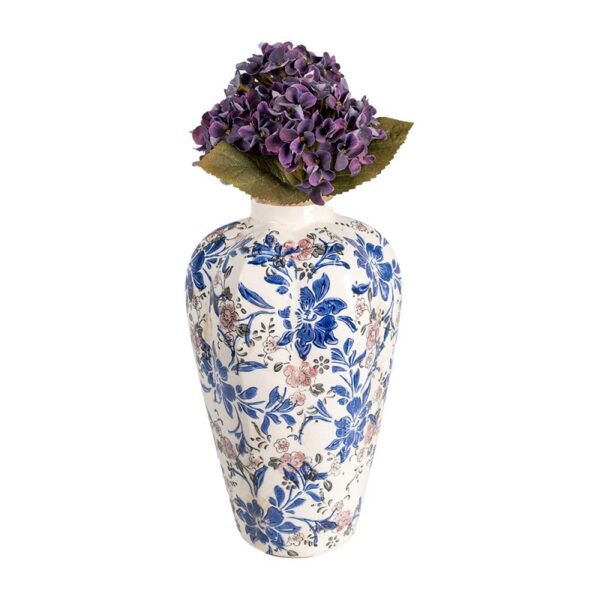 Vaso Ø 21x35 cm Beige Blu Ceramica Fiori Clayre - immagine 2