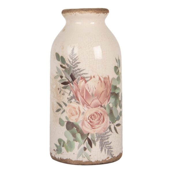 Vaso Ø 8x16 cm Beige Ceramica Fiori Clayre & Eef