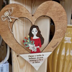 Cuore mamma con tulipani con frase dipinto a manoH.20cm Pattycrea festa della mamma 4723