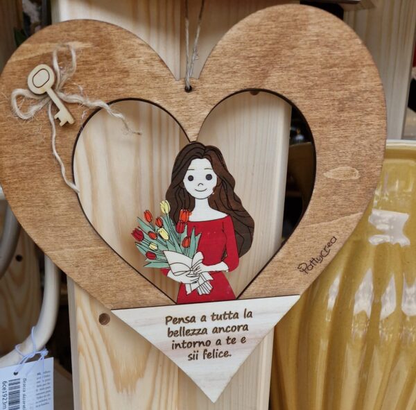 Cuore mamma con tulipani con frase dipinto a manoH.20cm Pattycrea festa della mamma 4723