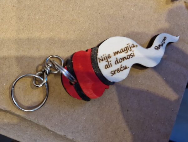 Portachiave in legno inciso laser forma di Corno frase personalizzabile Pattycrea