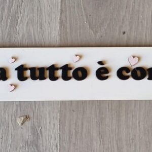 Scritta legno incisa laser frase personalizzabile 80x7cm 4741