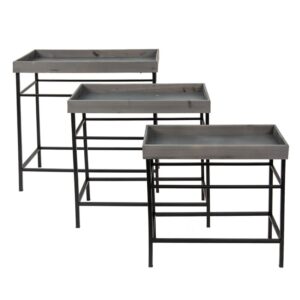 Tavolini portapianta set 3 grigio 60x32x64 52x27x56 47x22x48cm Clayre