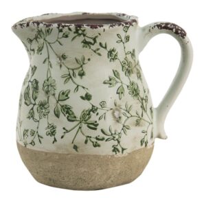 Brocca Decorativa Verde, Bianco 16*13*15 cm Clayre & Eef