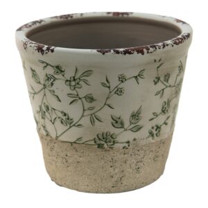 Vaso portapianta verde vbianco   16x16cm Clayre