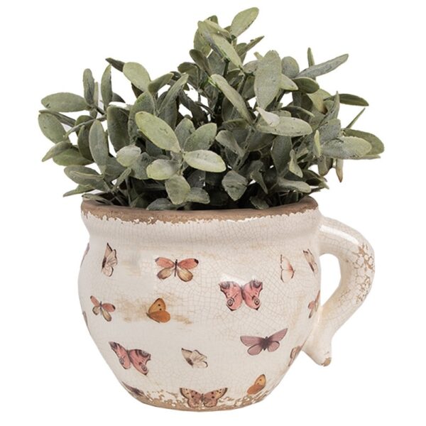 Vaso portapianta beige rosa 17x14x12cm Clayre