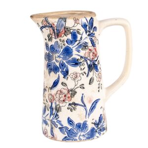 Brocca decorativa beige blu 16x11x20cm Clayre