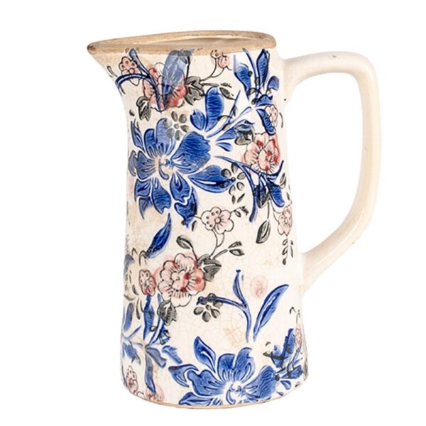 Brocca decorativa beige blu 16x11x20cm Clayre