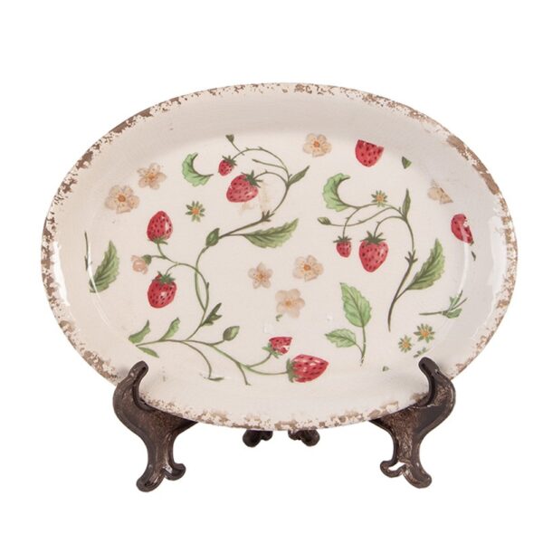 Piatto decorativo beige rosso  25x18x3cm Clayre