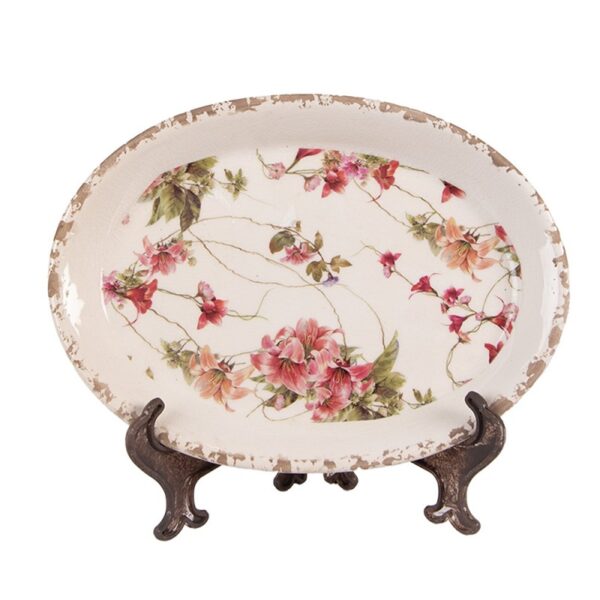 Piatto decorativo beige rosa  25x18x3cm Clayre