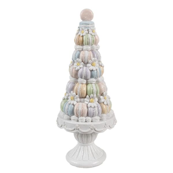 Statuetta decorativa Torta Ø 12x30 cm Bianco Rosa Macarons Clayre