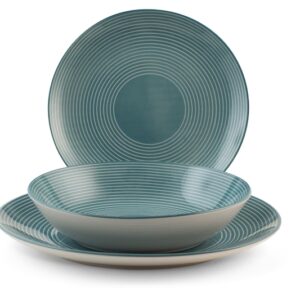 Servizio tavola Echo 18 piatti in porcellana forma coupe color ottanio H&H Lifestyle