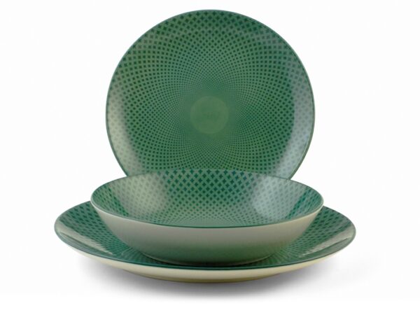 Servizio tavola aurora 18 piatti  in porcellana forma coupe colore verde H&H Lifestyle