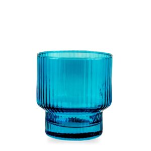 Bicchiere 6pz bliss in vetro rigato colore blu cl 32 H&H Lifestyle