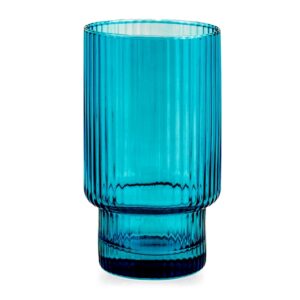 Bicchiere 6pz bliss in vetro rigato colore blu cl 45 H&H Lifestyle