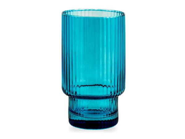 Bicchiere 6pz bliss in vetro rigato colore blu cl 45 H&H Lifestyle
