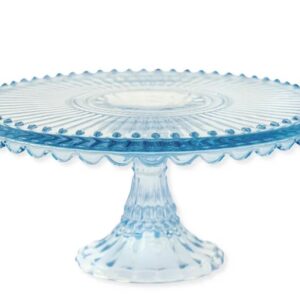 Alzatina Piatto per torta in vetro Alice azzurro Greengate