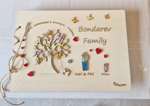 Album Fotografico in Legno Personalizzato Con Incisione ALBERO DELLA VITA CON PERSONAGGI i Idea Regalo  Pattycrea