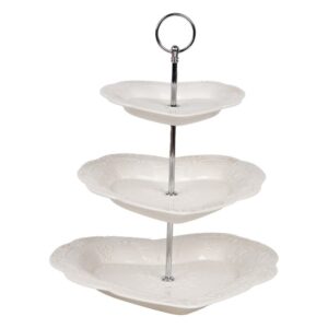 Alzatina Porta pasticceria a 3 piani 26x31 cm Bianco Ceramica clayre