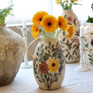 Brocca con motivo vaso floreale H25/D17 cm crema Chic Antique