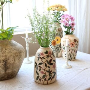 Brocca con motivo vaso floreale H26/D17 cm crema Chic Antique