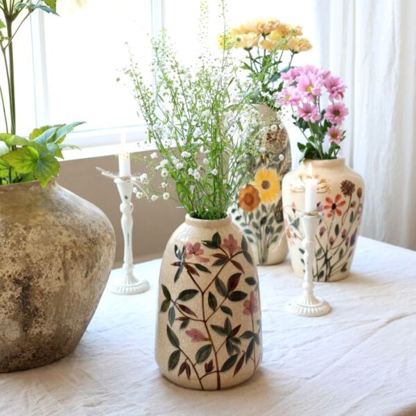 Brocca con motivo vaso floreale H26/D17 cm crema Chic Antique