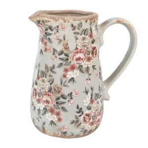 Brocca decorativa 16x12x18 cm Grigio Ceramica Fiori Clayre
