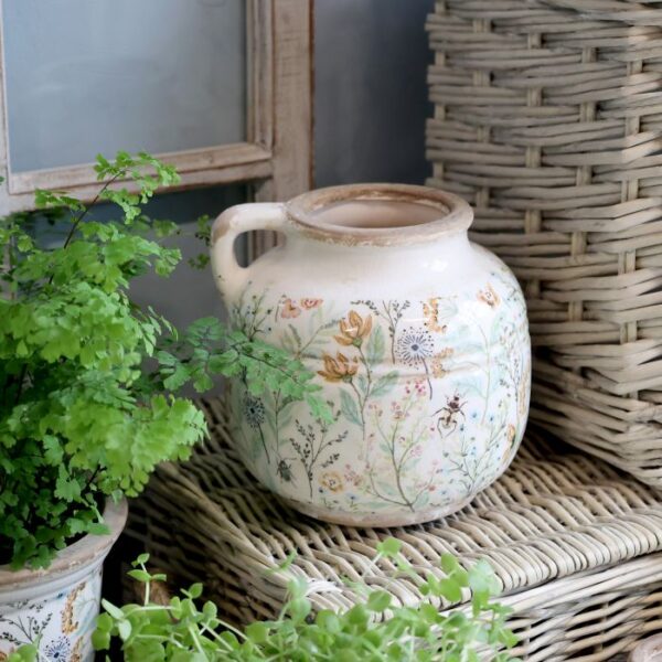 Brocca Maxime con motivo floreale H16,5/D17,5 cm crema Chic Antique
