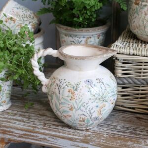 Brocca Maxime con motivo floreale H18,5/D20,5 cm crema Chic Antique