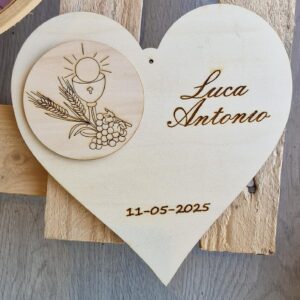 Cuore con simboli comunione 25cm