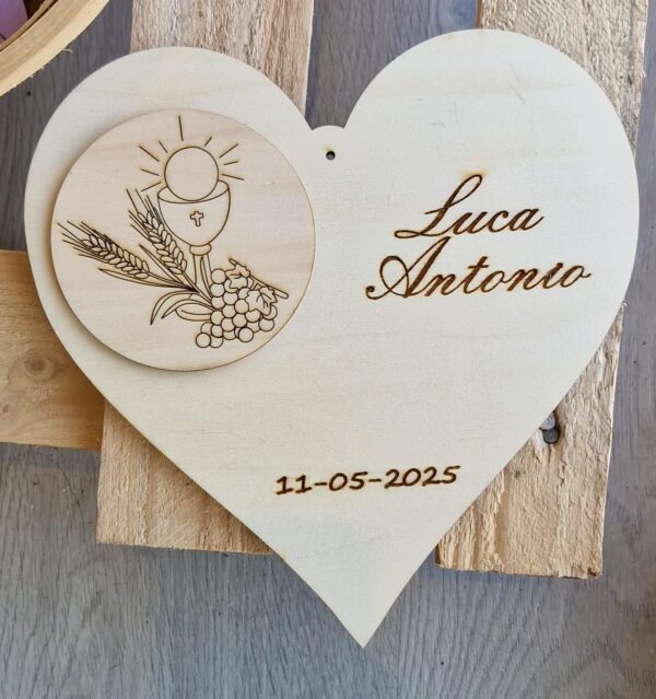 Cuore con simboli comunione 25cm