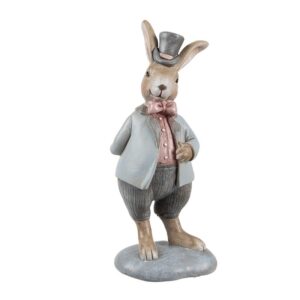 Decorativa Coniglio Beige Blu 8x7x19 cm Clayre