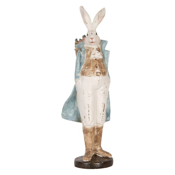 Decorativa coniglio bianco blu 13x12x36cm clayre