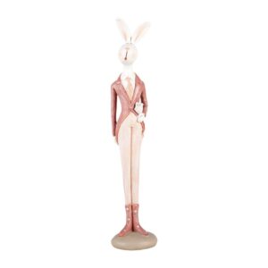 Decorativa Coniglio Bianco Rosa 4x4x22 cm Clayre