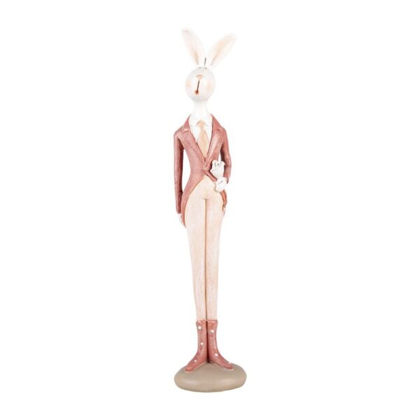 Decorativa Coniglio Bianco Rosa 4x4x22 cm Clayre
