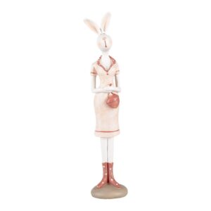 Decorativa Coniglio Bianco Rosa 4x4x22 cm Clayre