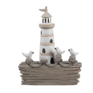 Decorazione faro bianco marrone 10x4x12cm clayre