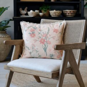 Federa Aix cuscino con frange e motivo floreale wl50 50cm rose Chic Antique