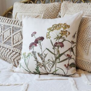 Federa Aix cuscino con stampa floreale 45x45cm off white Chic Antique