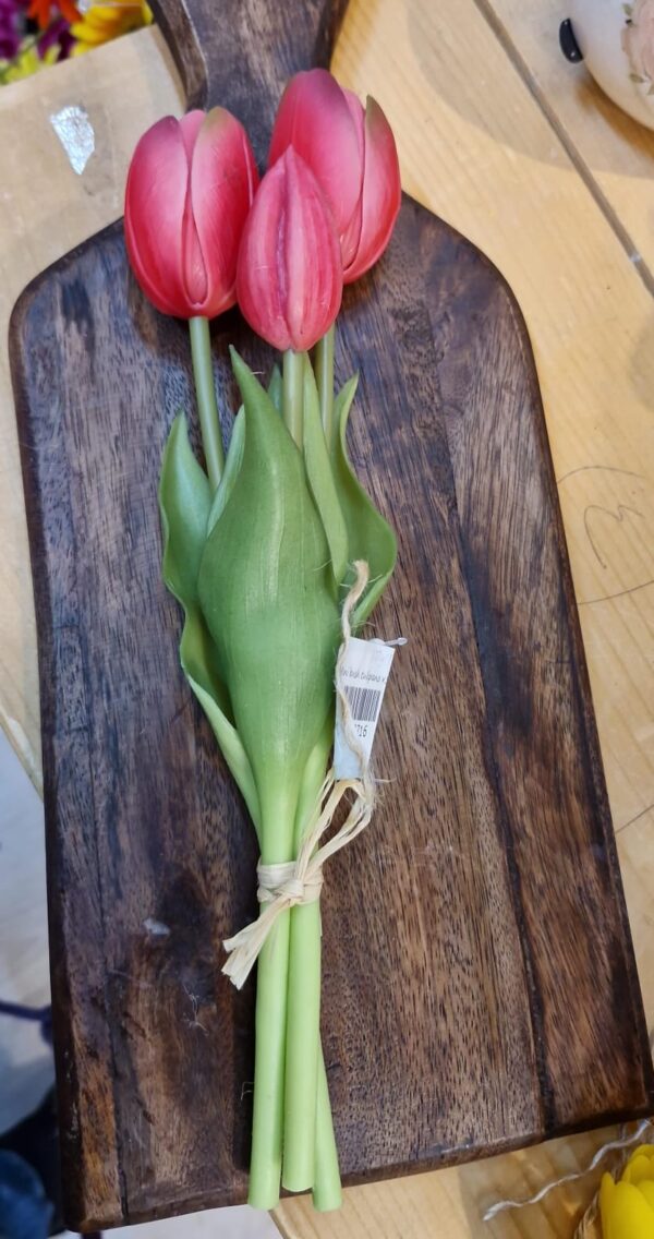 Mini bush tulipano x3 real touch rosa scuro