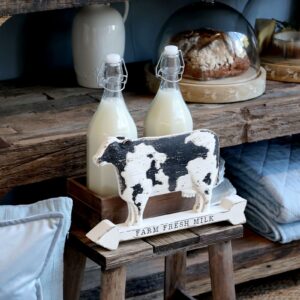 Mucca con testo Altezza 20/lunghezza 31,5/larghezza 4 cm Chic Antique