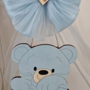 Orso con cuore dipinto a mano h30